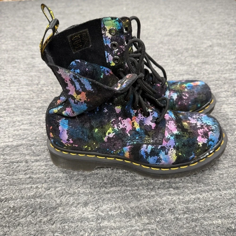 Dr. Martens 1460 Pascal Shoes Rainbow Burst Boots Women 7 Suede Grunge Goth